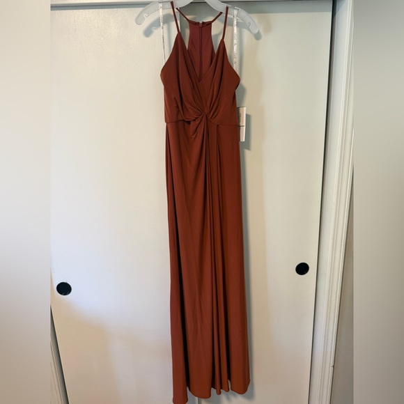 David's Bridal Terracotta Halter Maxi Dress - Picture 1 of 2